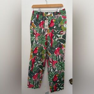 Boden Tropical Print Ankle Pants - Green and Pink